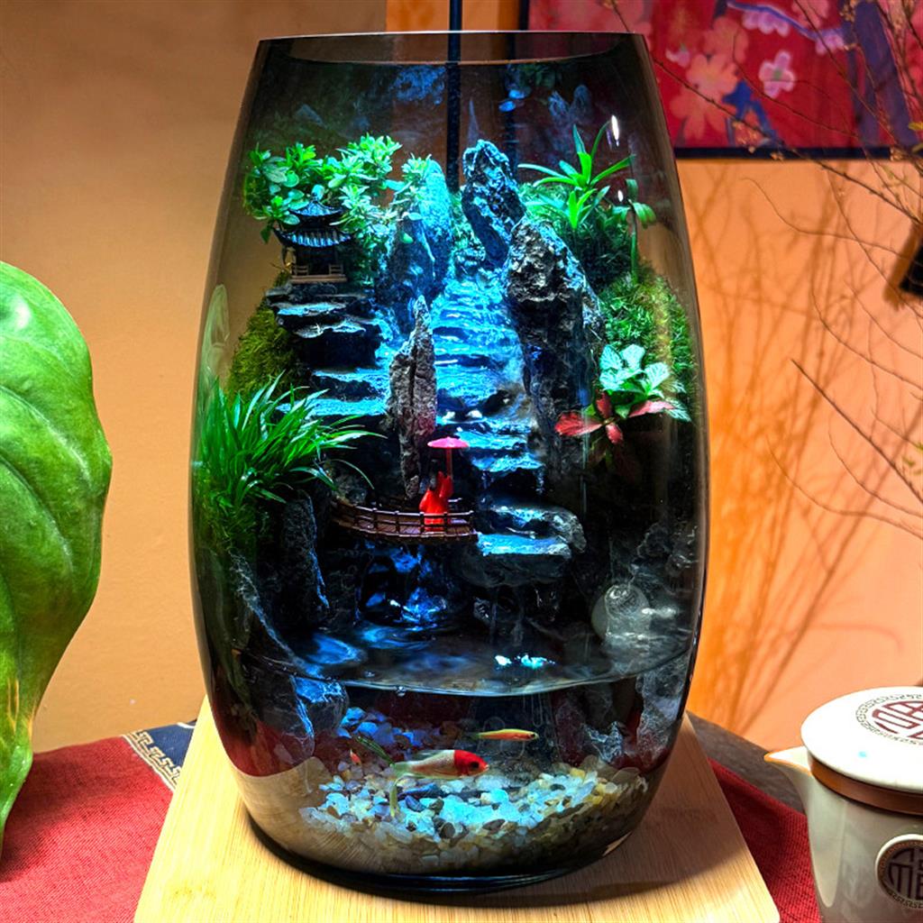 Fortune Terrarium Seasonal Edition - Handcrafted Glass Miniature Garden with LED Light - Image 3