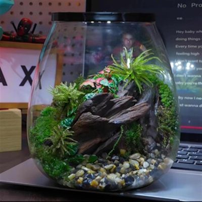 Jurassic Dinosaur Terrarium - Prehistoric Glass Miniature Garden with LED Light